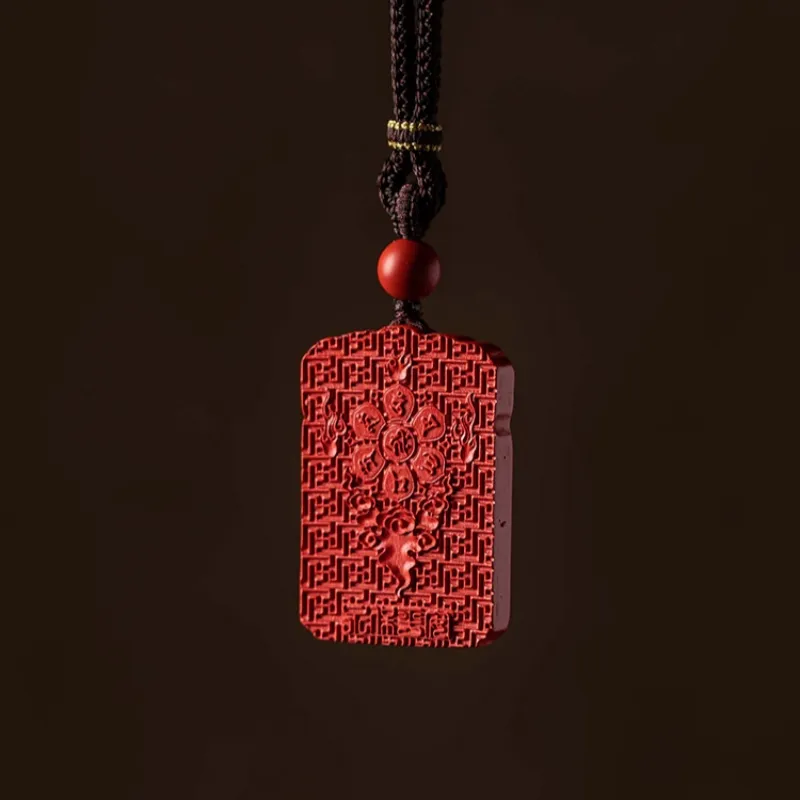 Xifeng Building Cinnabar Chalcedony Pendant Unisex-7