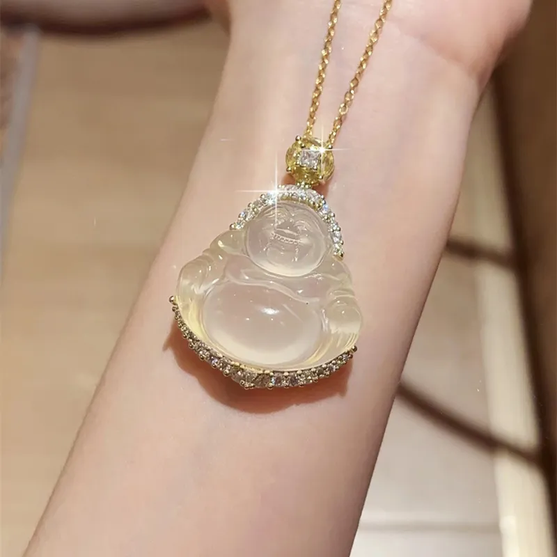 Xifeng Building Chalcedony Jade Pendant #Good Luck Women's-8