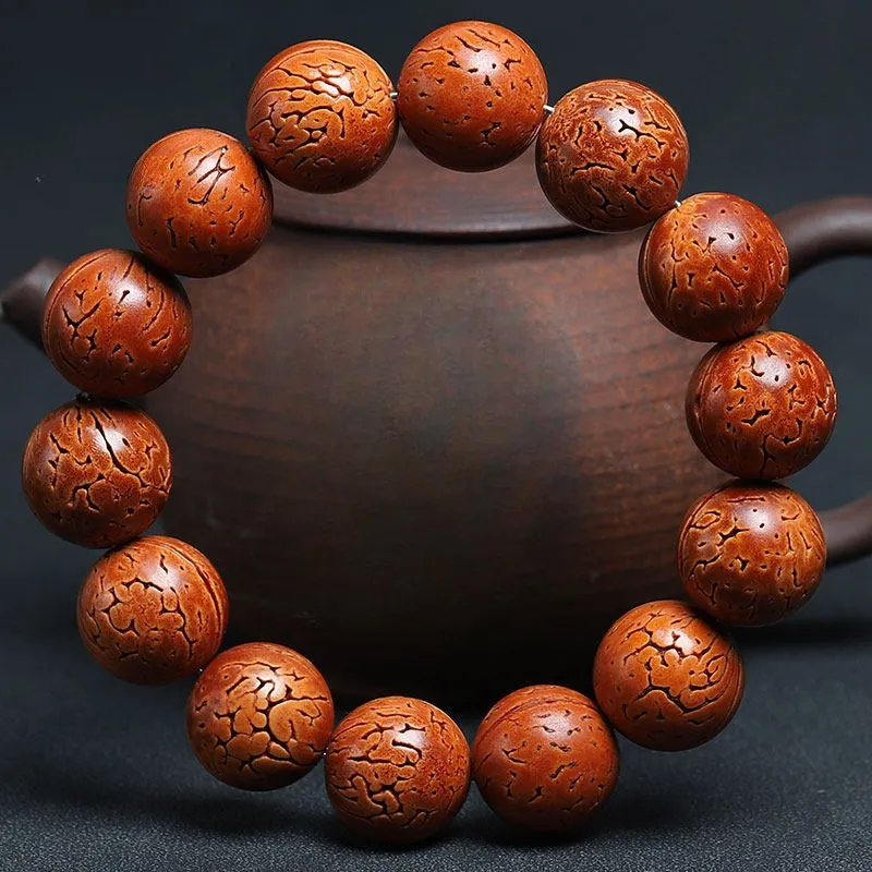Xifeng Building Peach Pit Beaded Bracelet #Good Luck Unisex-4