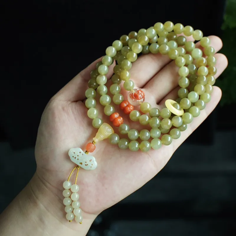 Xifeng Building Hetian Jade Bracelets Pale Greenish White Jade Unisex-3