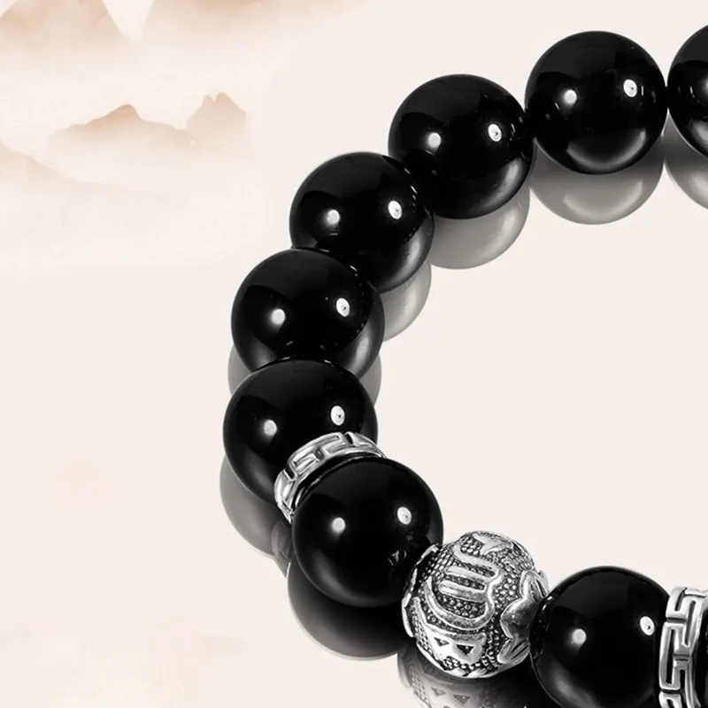 Xifeng Building Obsidian Jade Bracelets Unisex-2