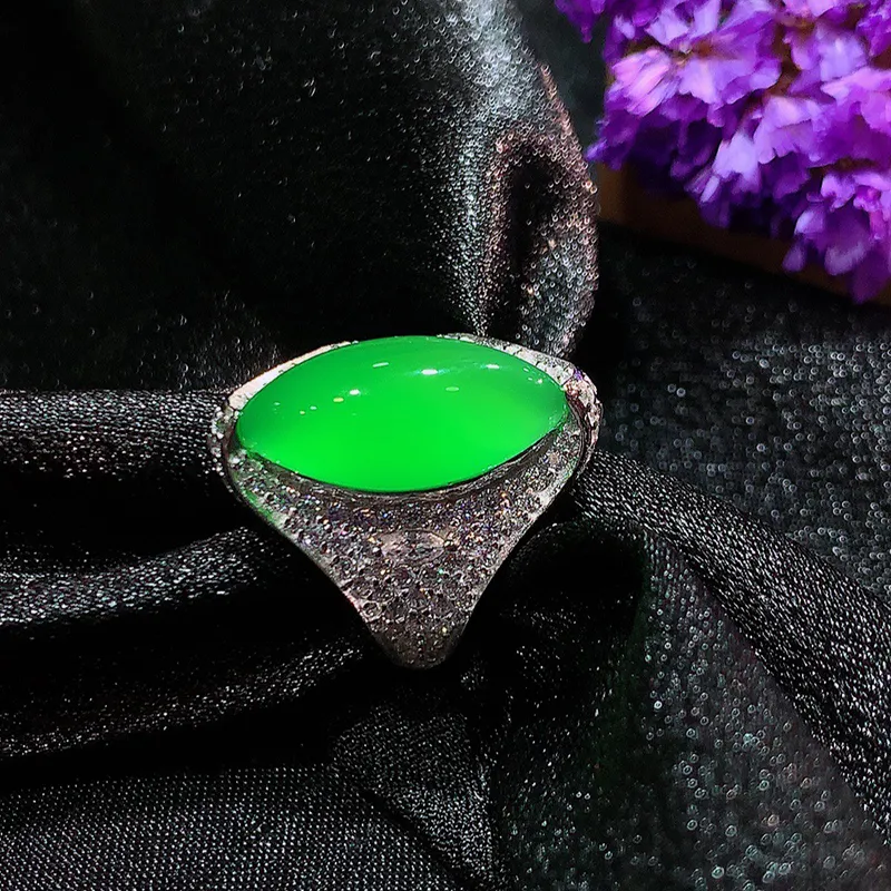 Xifeng Building Chalcedony Jade Rings Unisex-2