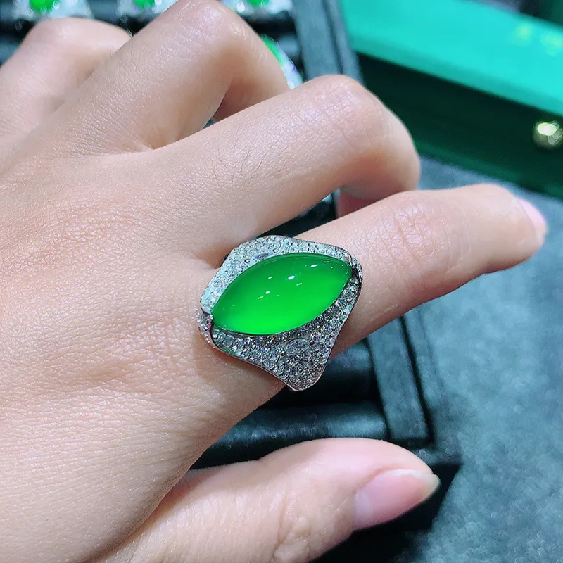 Xifeng Building Chalcedony Jade Rings Unisex-1
