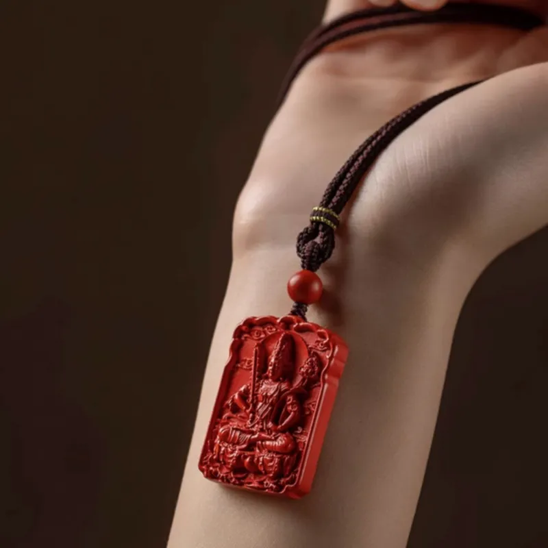 Xifeng Building Cinnabar Chalcedony Pendant Unisex-9