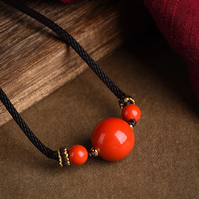 Xifeng Building Cinnabar Jade Necklaces Women's-3