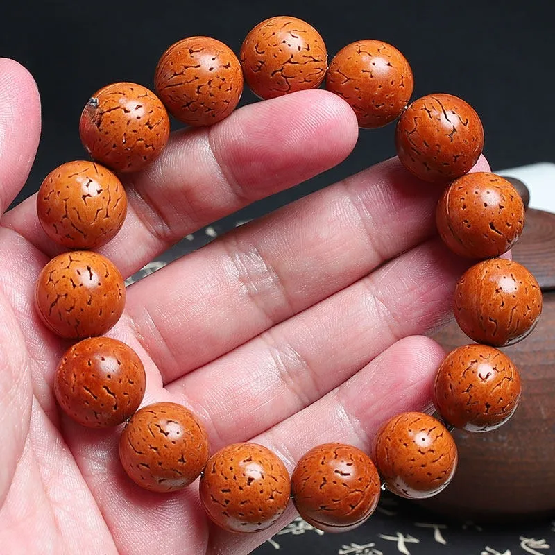 Xifeng Building Peach Pit Beaded Bracelet #Good Luck Unisex-1