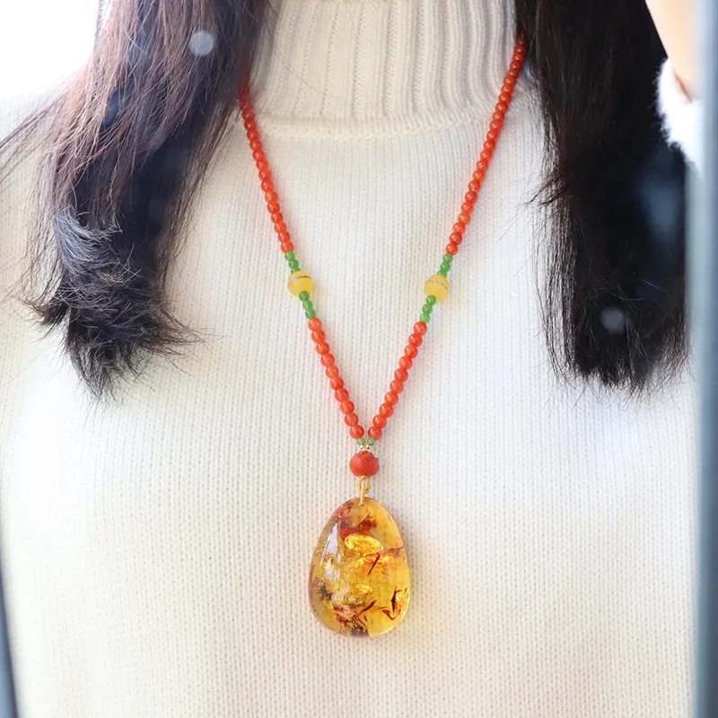 Xifeng Building Amber Necklaces Unisex-6