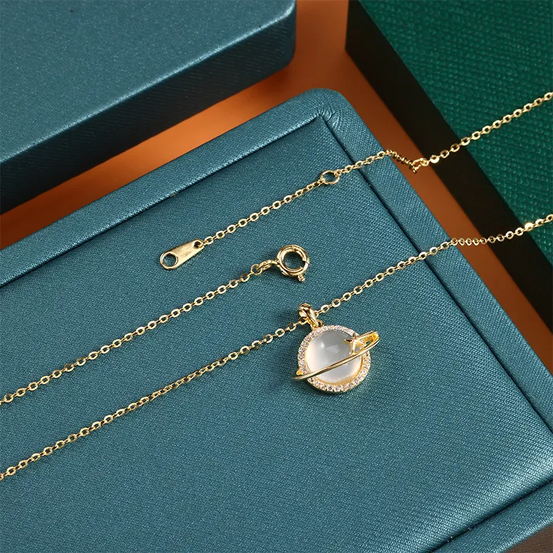 Xifeng Building Chalcedony Planet Pendant Cute And Fresh Niche Advanced Necklace Women's-1