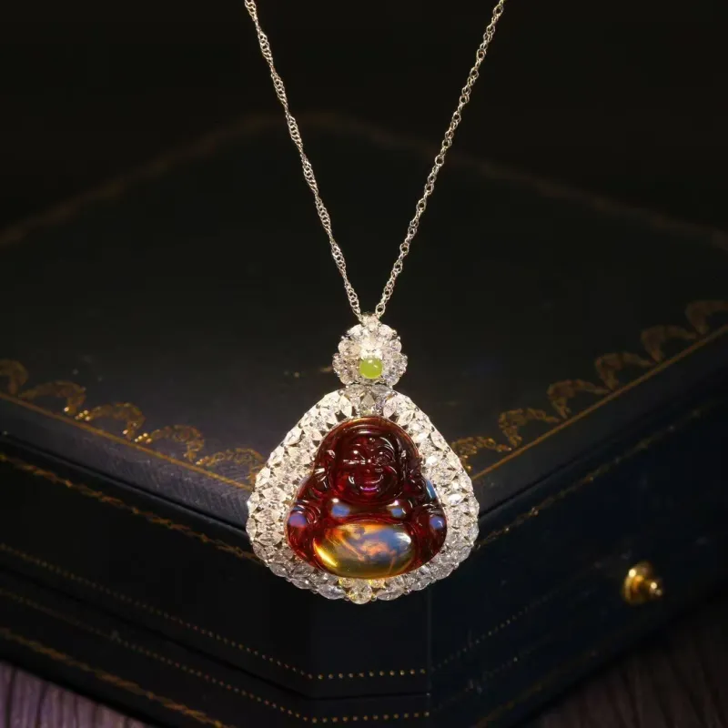 Xifeng Building Amber Jade Necklaces Unisex-5