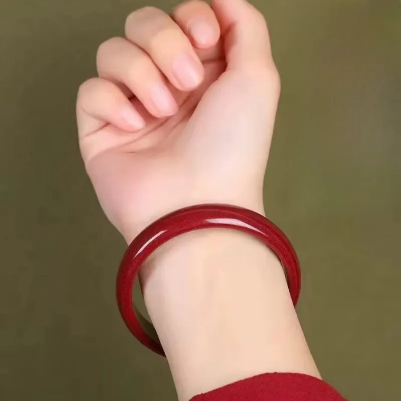 Xifeng Building Cinnabar Jade Bangles Unisex-3