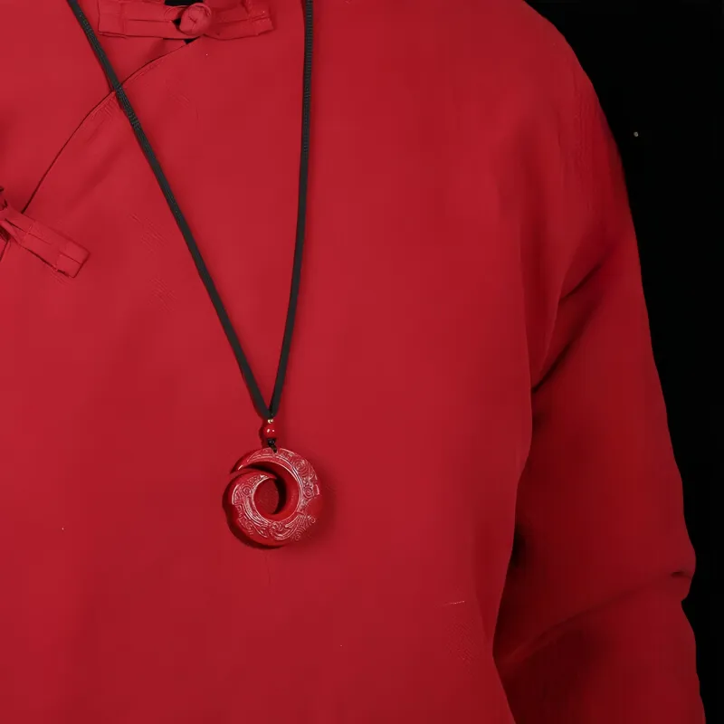 Xifeng Building Cinnabar Jade Pendants Unisex-1