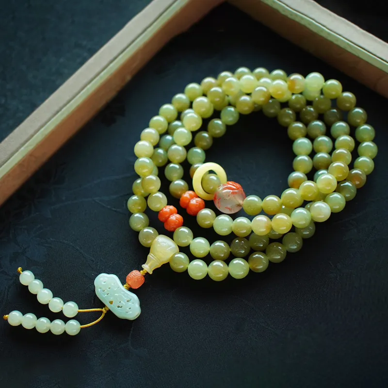 Xifeng Building Hetian Jade Bracelets Pale Greenish White Jade Unisex-2