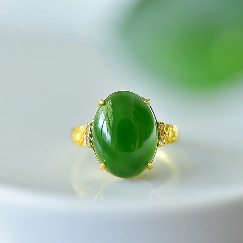 Xifeng Building Hetian Jade Rings Jasper Women's-1