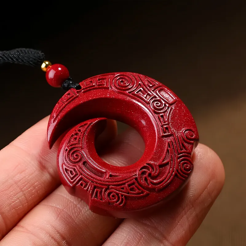 Xifeng Building Cinnabar Jade Pendants Unisex-2