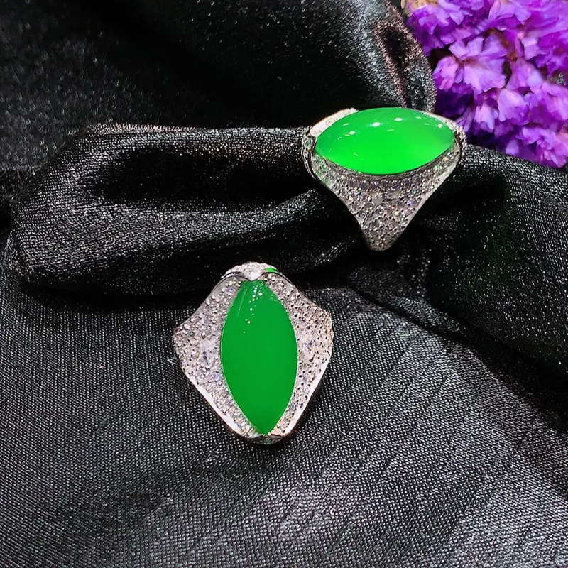 Xifeng Building Chalcedony Jade Rings Unisex-5