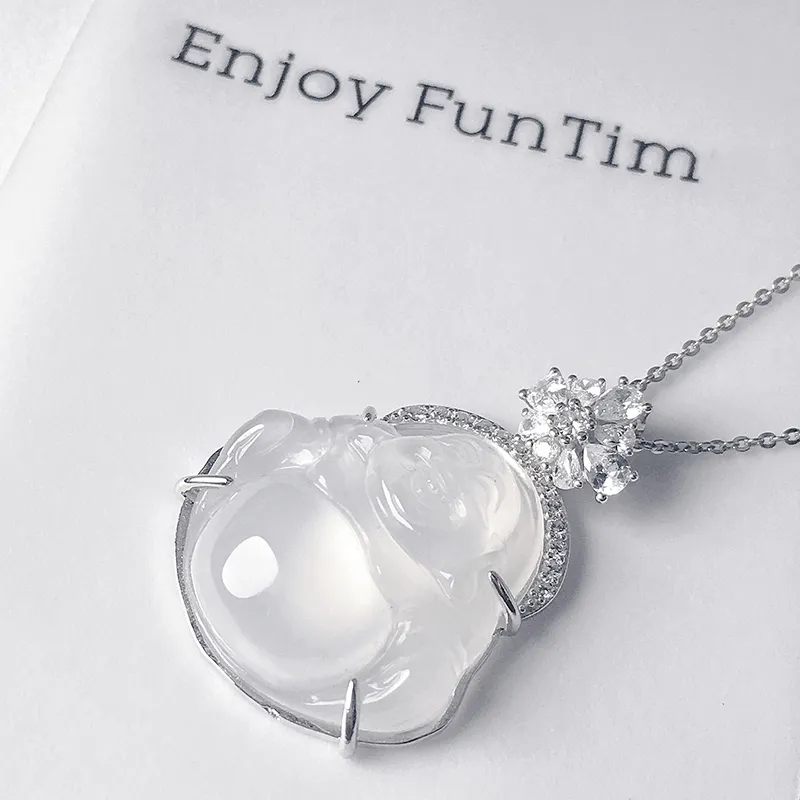 Xifeng Building Chalcedony Jade Pendant #Good Luck Women's-14