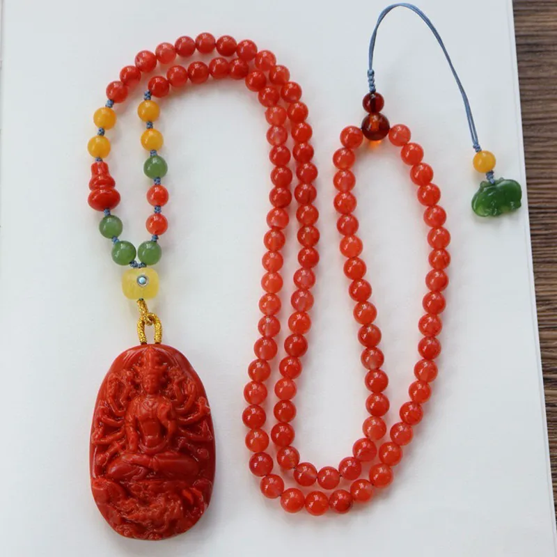 Xifeng Building Southern Red Agate Fine Jade Necklaces Unisex-4