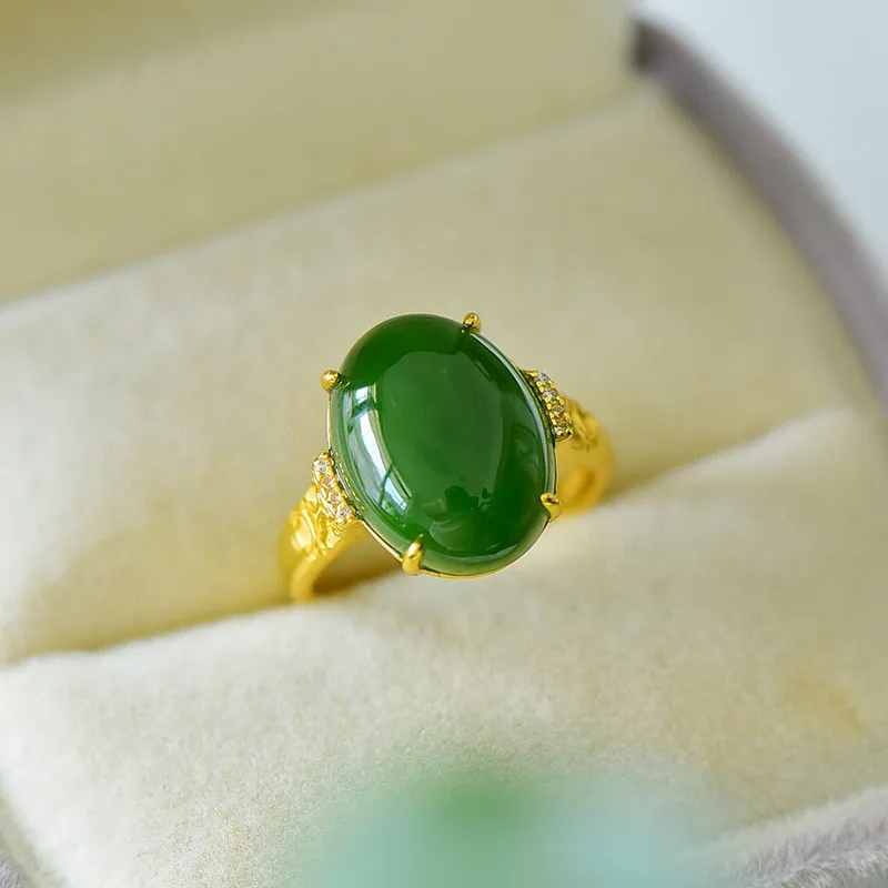 Xifeng Building Hetian Jade Rings Jasper Women's-3