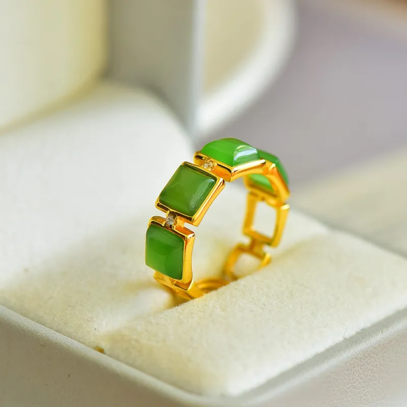 Xifeng Building Hetian Jade Rings Jasper Women's-4