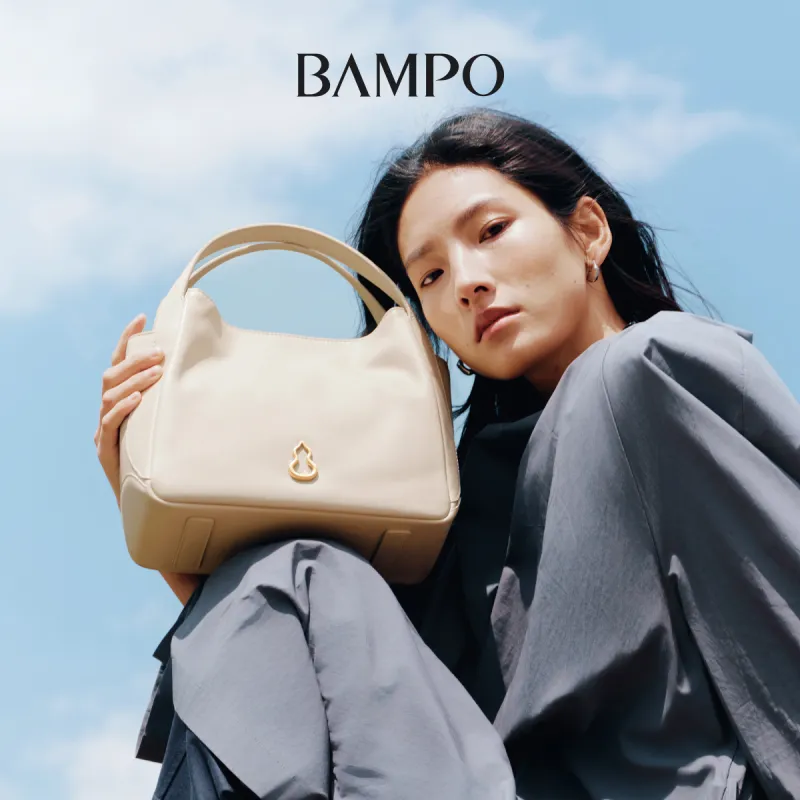 BAMPO Top Grain Cow Leather Shoulder Bag, Crossbody Bag, Handbag Women's Poria White-4