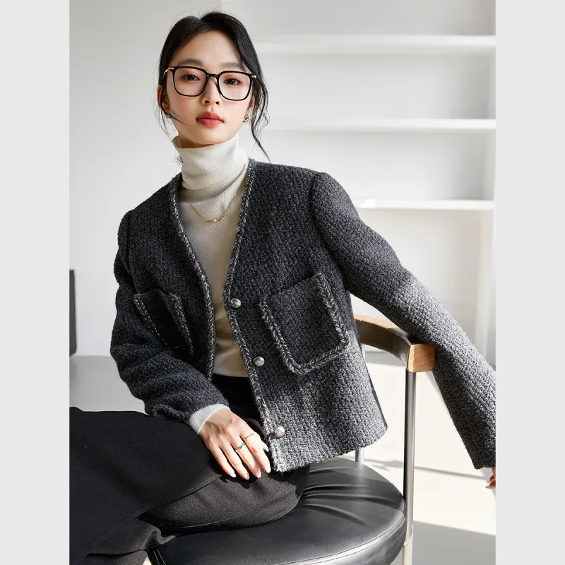 VIMLY Cropped Coats Women's Carbon Gray-3