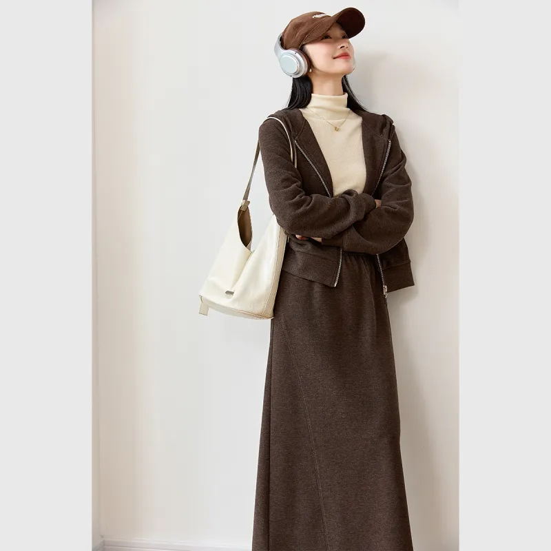 VIMLY Casual Suit Women's Coffee-3
