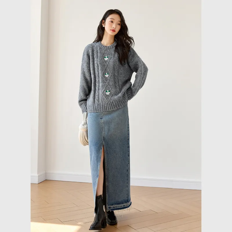 VIMLY Sweaters Women's Gray-2