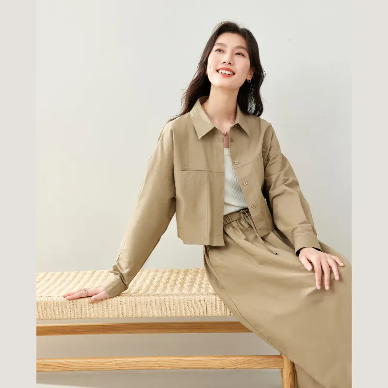 VIMLY Skirt Set Women's Green Khaki-4