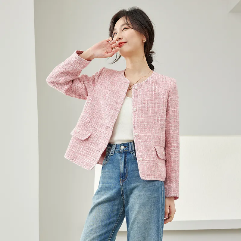 VIMLY Cropped Coats Women's Pink-1