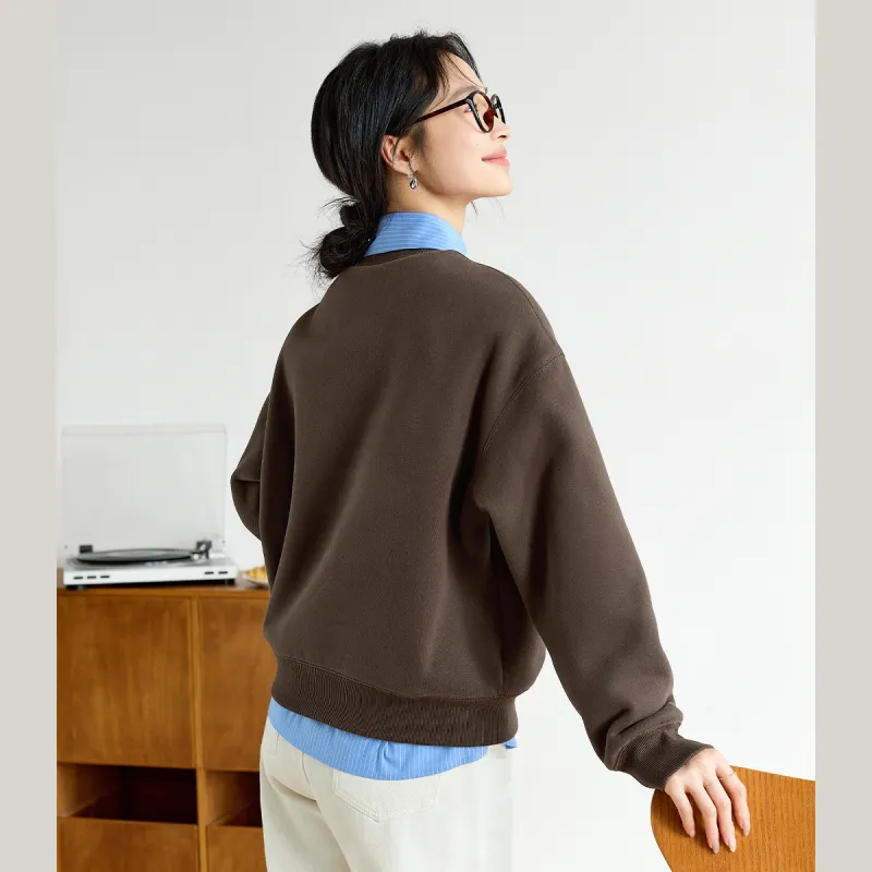 VIMLY Sweatshirt Women's Milk Tea Coffee-4