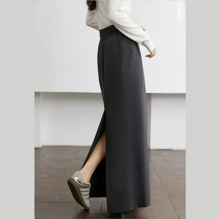 VIMLY Casual Long Skirts Women's Iron Gray-3