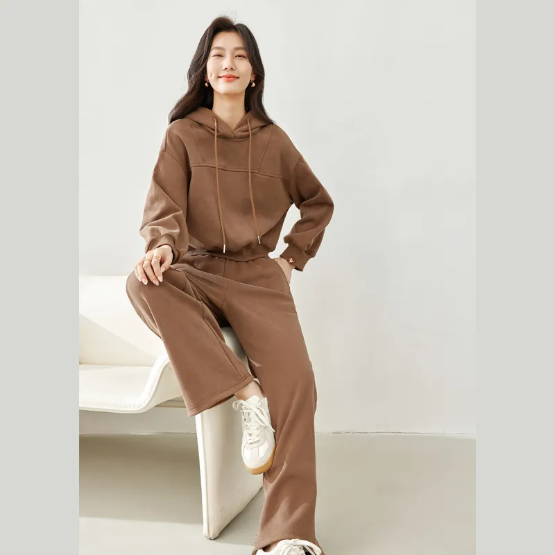 VIMLY Sweatshirt Set Women's Coffee-2