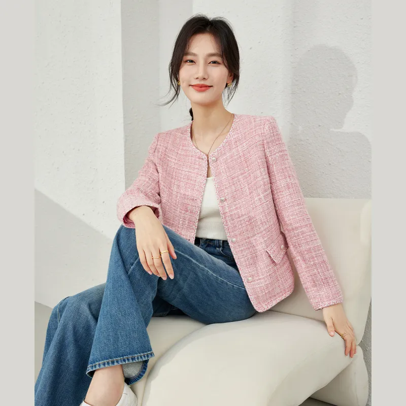 VIMLY Cropped Coats Women's Pink-2