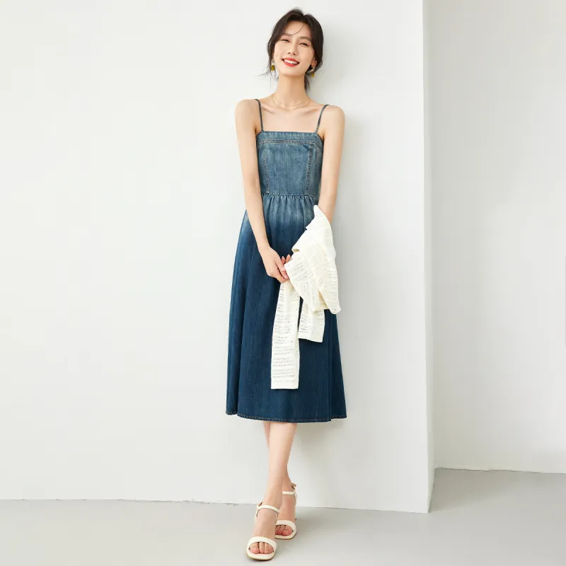 VIMLY Skirt Set Women's Denim Blue-2