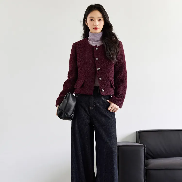 VIMLY Cropped Coats Women's Ancora Red-1