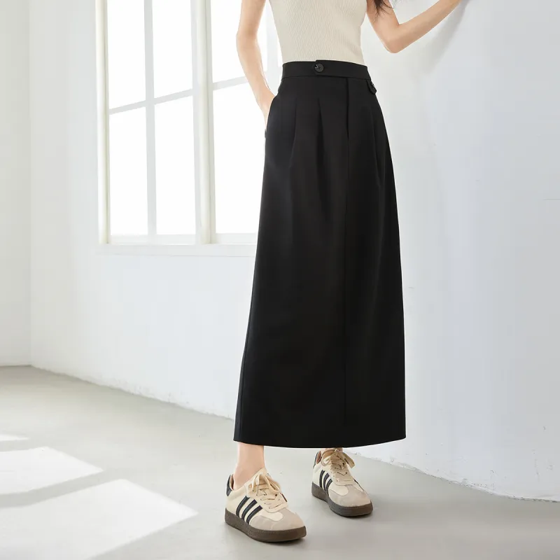VIMLY Casual Long Skirts Women's Interstellar Black-2
