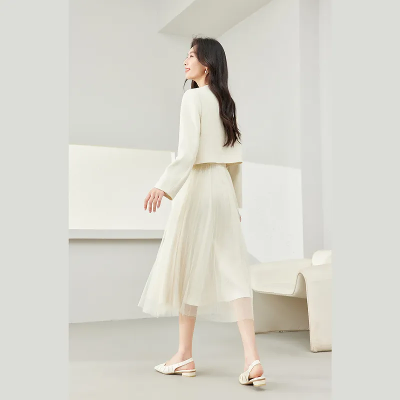 VIMLY Skirt Set Women's Apricot-5
