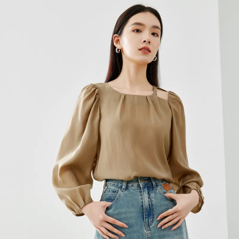 VIMLY Shirt Women's Light Coffee-2