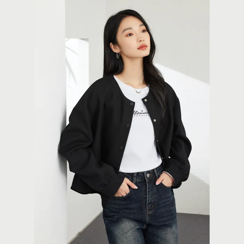 VIMLY Cropped Coats Women's Black-1
