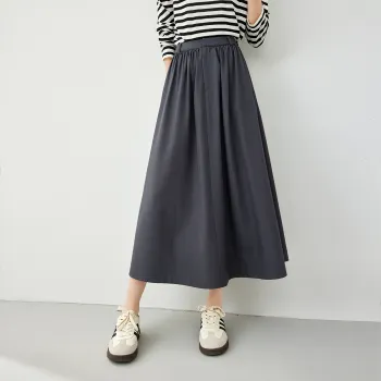 VIMLY Casual Long Skirts Women's Gray
