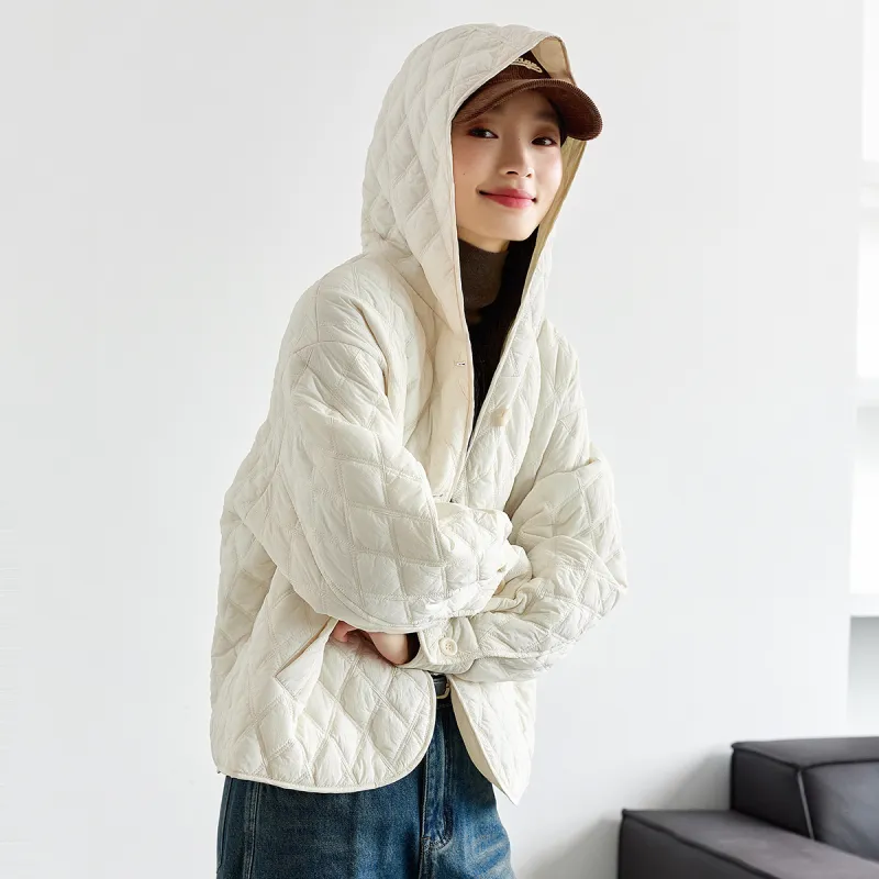 VIMLY Puffer Jacket Women's Cream Apricot-4