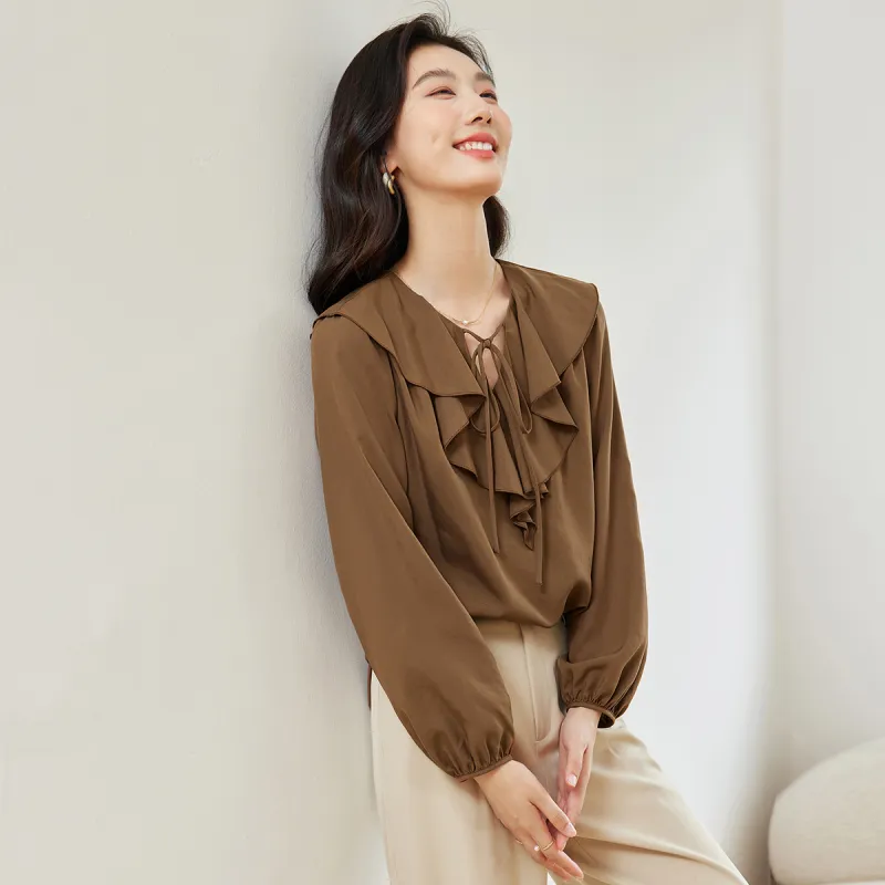 VIMLY Chiffon Shirts Women's-4