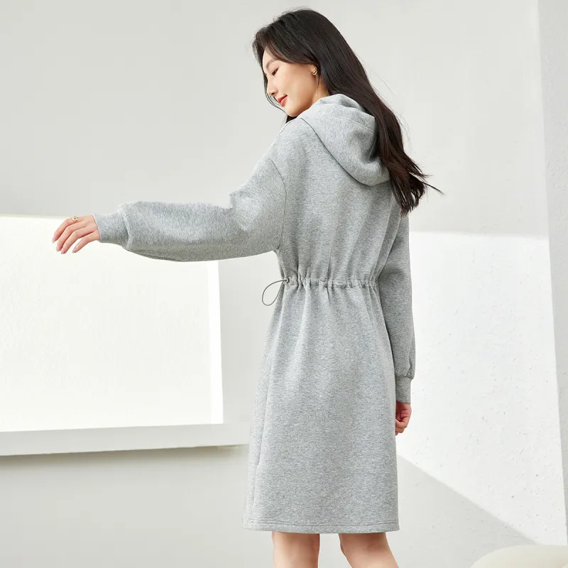 VIMLY Long Sleeved Dresses Women's Gray-4