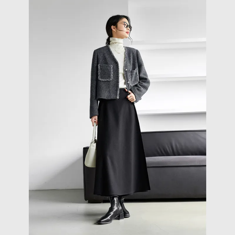 VIMLY Cropped Coats Women's Carbon Gray-1