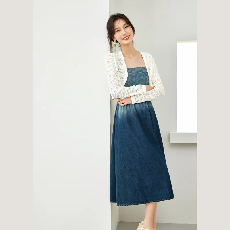 VIMLY Skirt Set Women's Denim Blue-1
