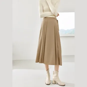 VIMLY Casual Long Skirts Women's Khaki