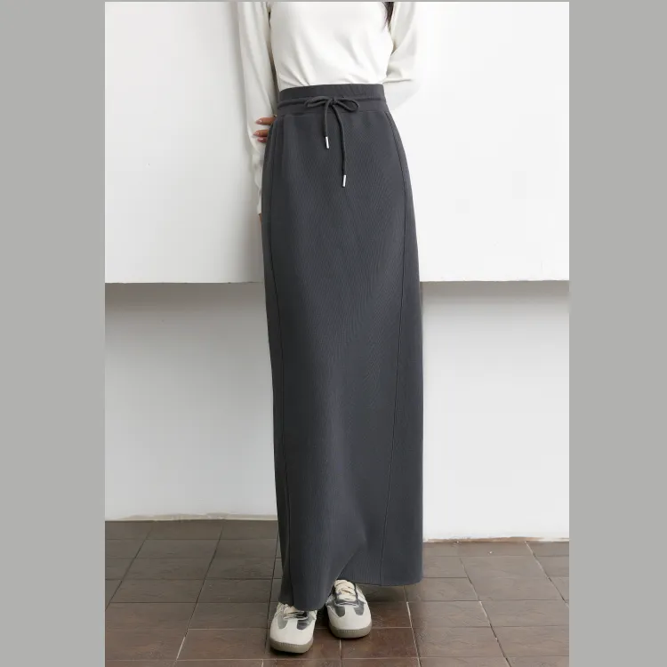 VIMLY Casual Long Skirts Women's Iron Gray-2