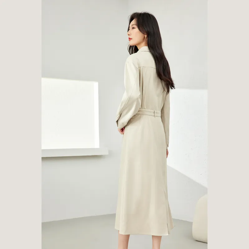 VIMLY Long Sleeved Dresses Women's Apricot-3