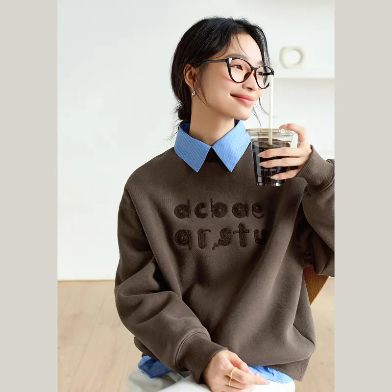 VIMLY Sweatshirt Women's Milk Tea Coffee-3