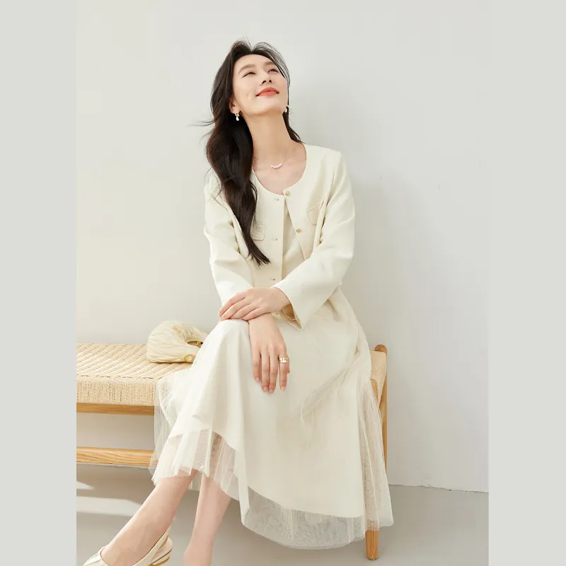 VIMLY Skirt Set Women's Apricot-3